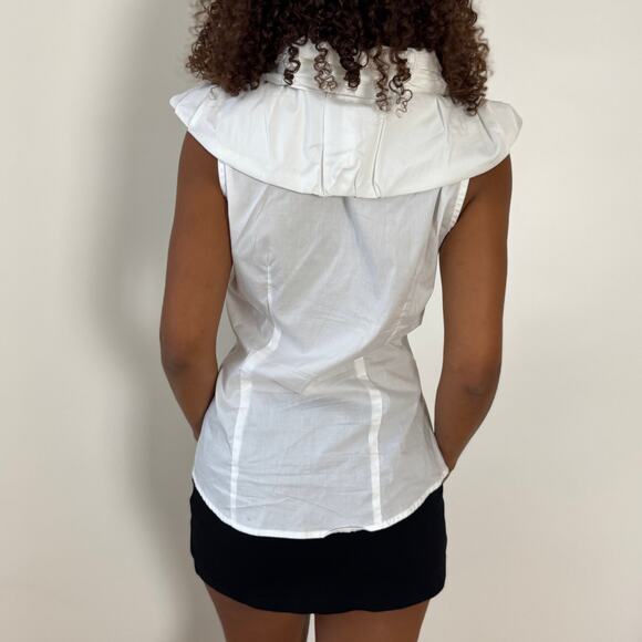 Vintage Italian Statement Ruffle-Scarf Blouse (S) - Picture 4 of 11